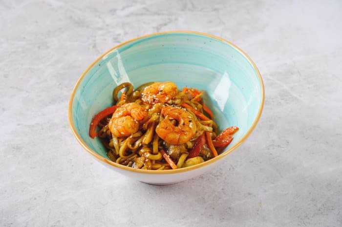 Удон  WOK с креветками